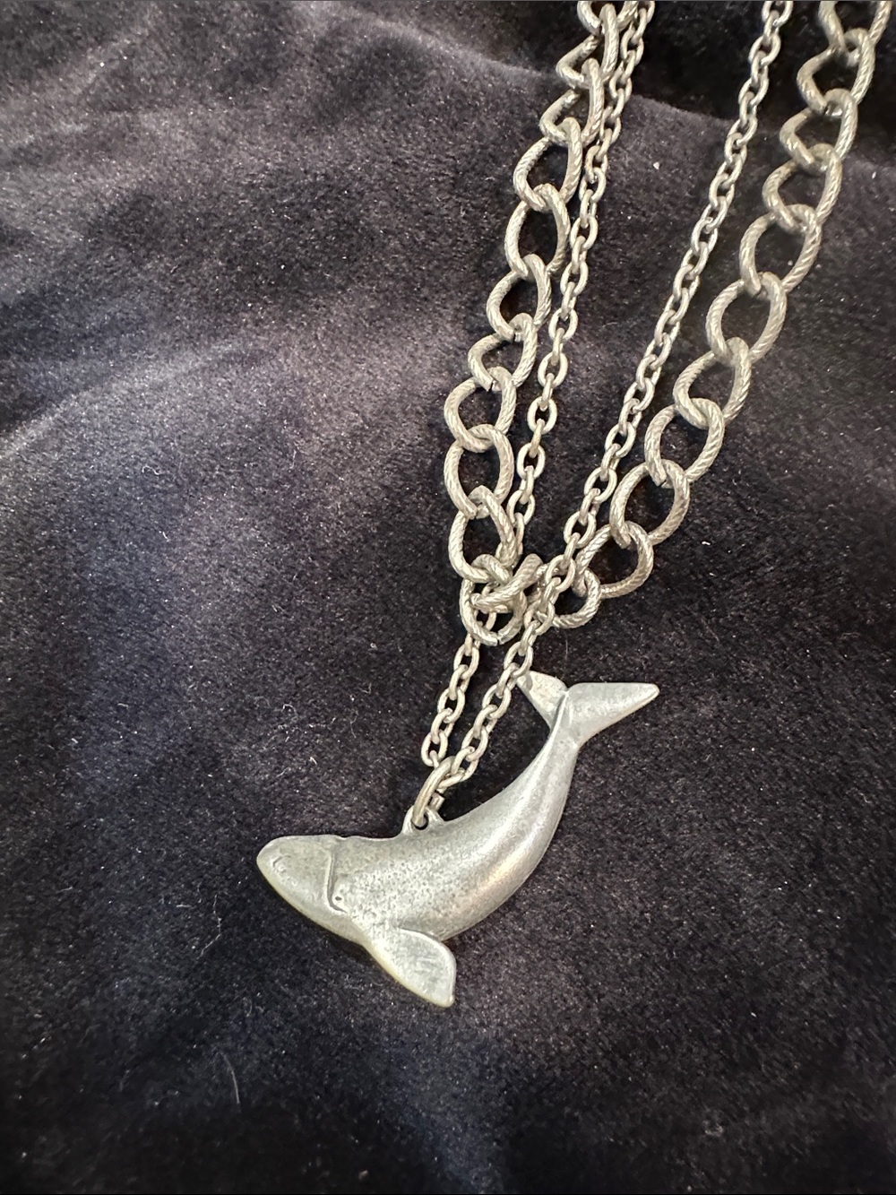 Silver Whale Pendant Layered Necklace - Women's Jewelry